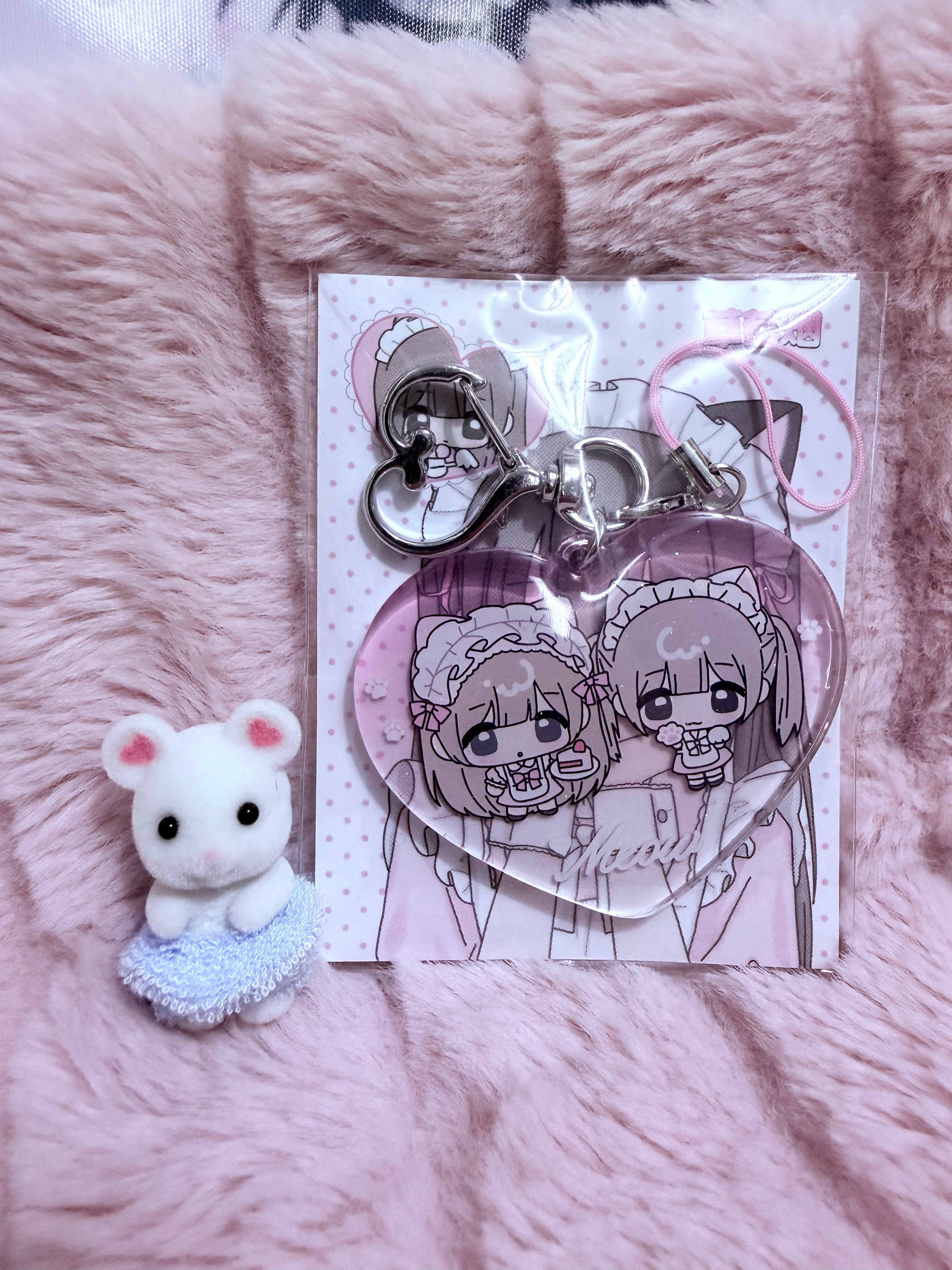 Twin and me Lolita kitty maid sparkly keychain
