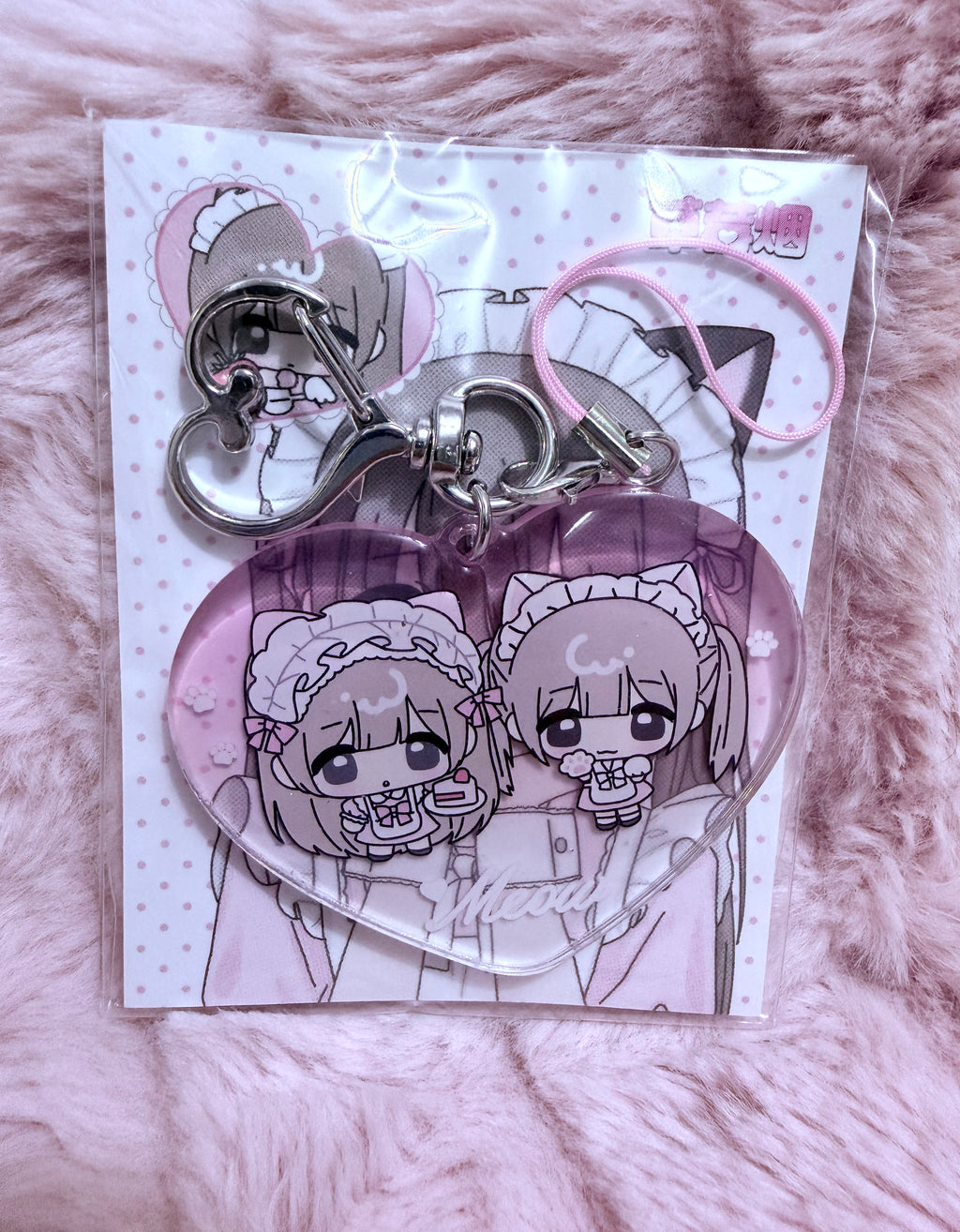 Twin and me Lolita kitty maid sparkly keychain