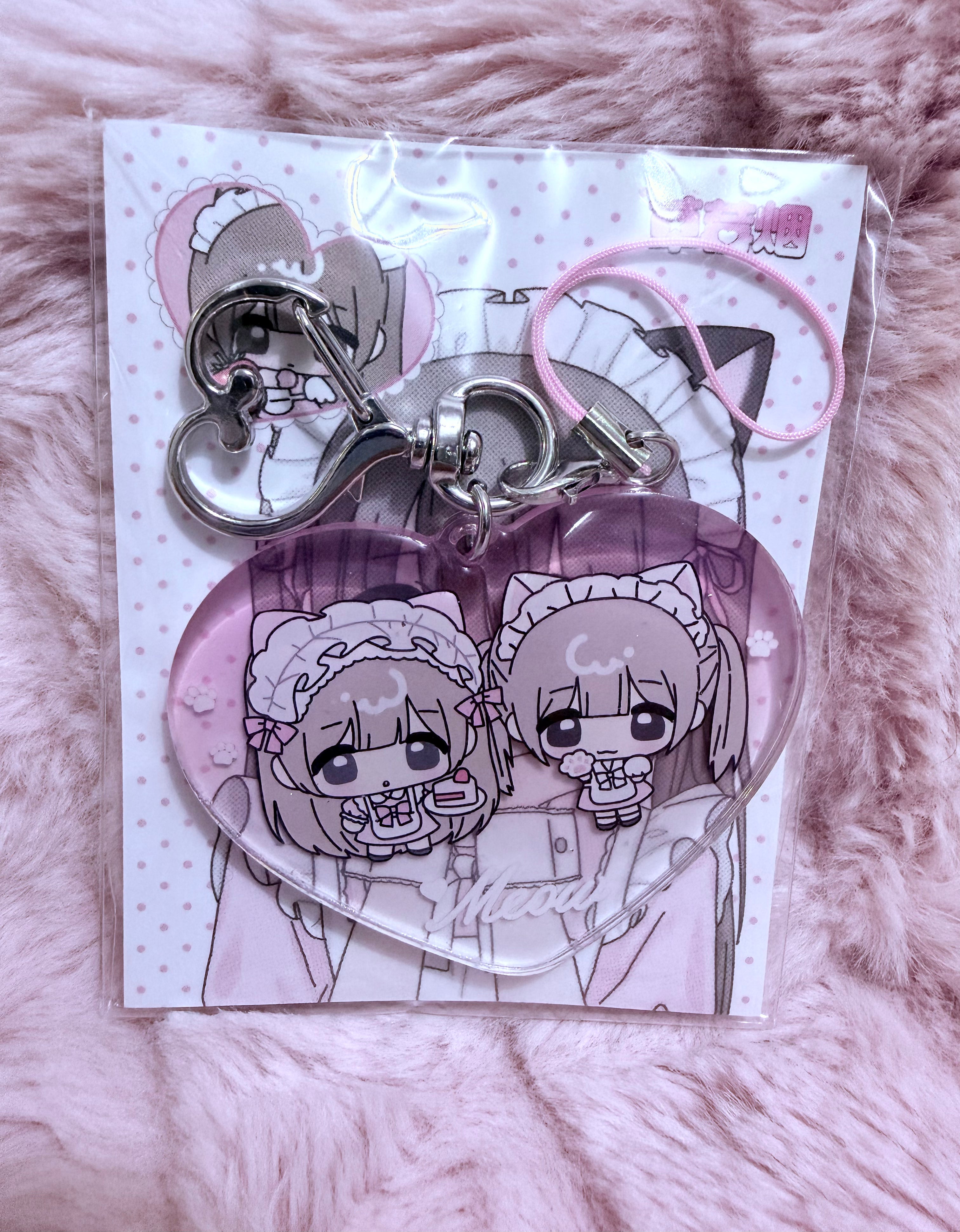 Twin and me Lolita kitty maid sparkly keychain