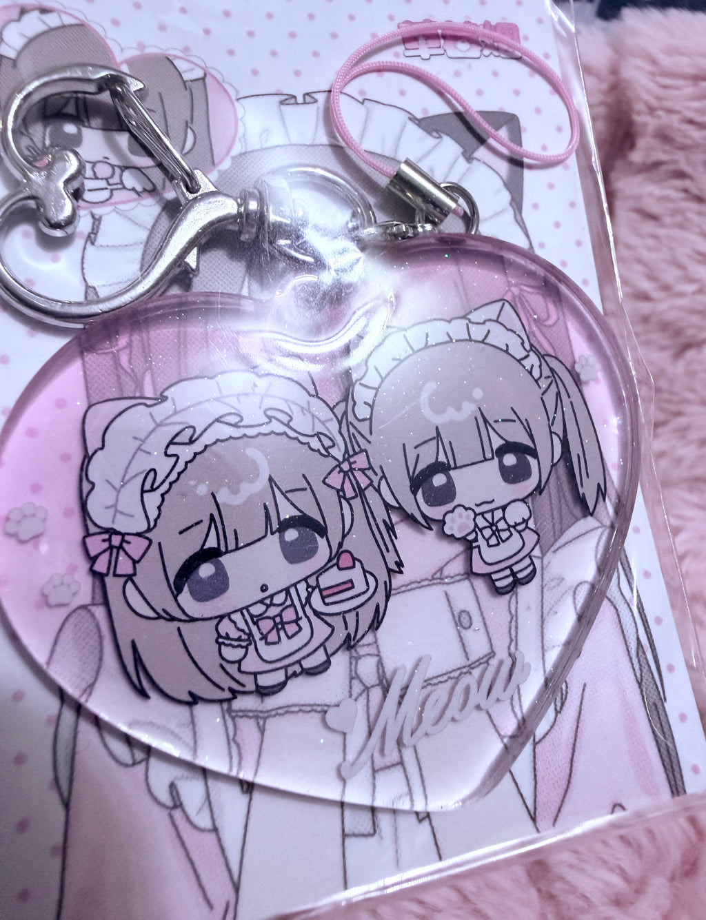 Twin and me Lolita kitty maid sparkly keychain