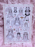 Anime girlie sticker sheet