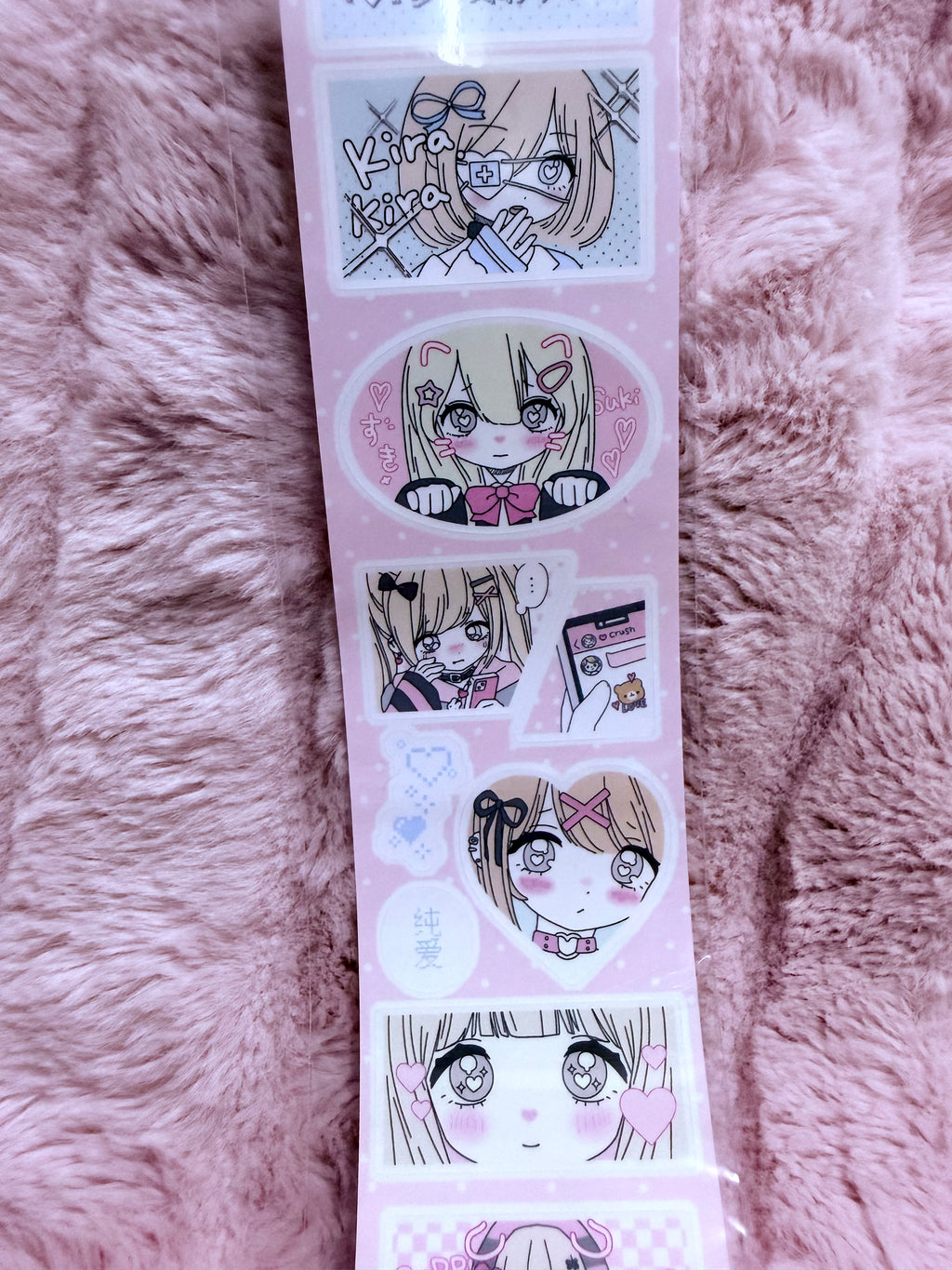 Kawaii girl  cute stickers strip
