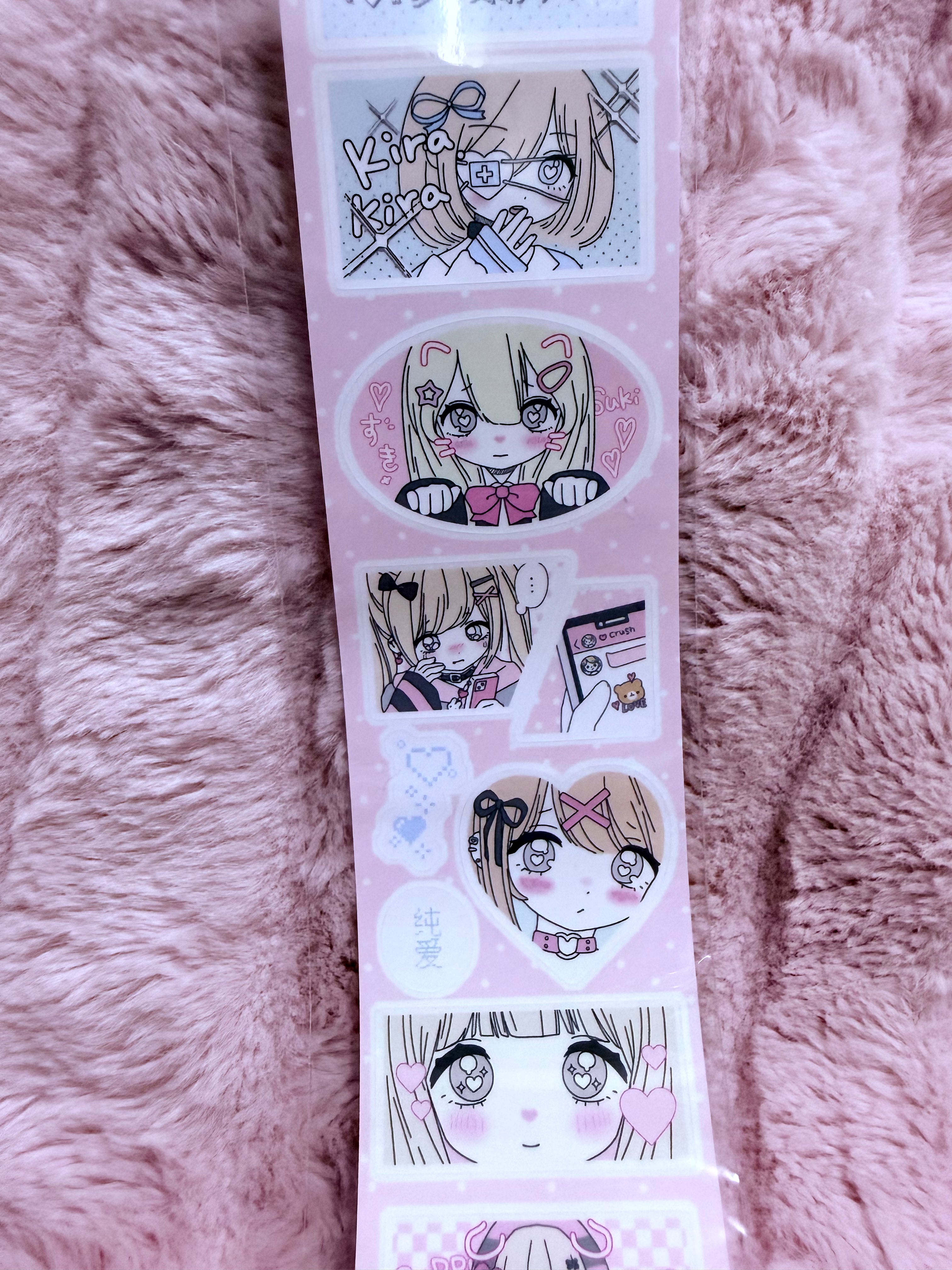 Kawaii girl  cute stickers strip