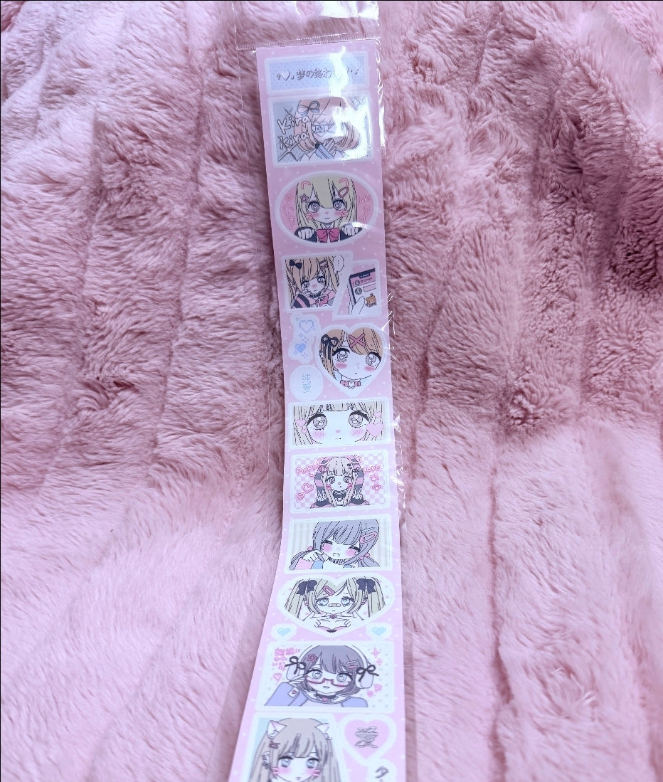 Kawaii girl  cute stickers strip